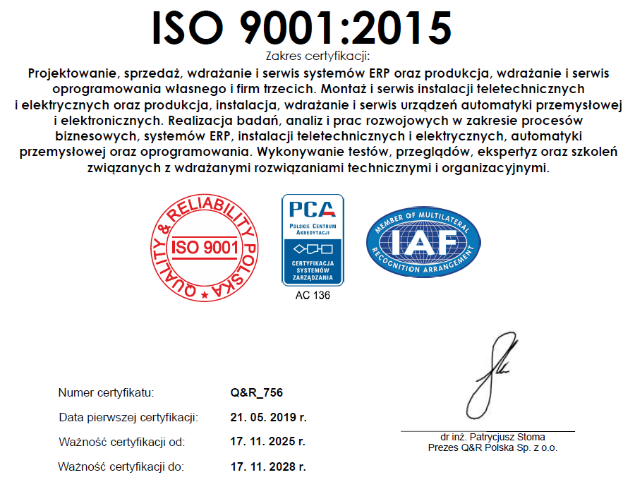 Visacom z certyfikatem ISO 9001:2015 – Jakość potwierdzona międzynarodowym standardem